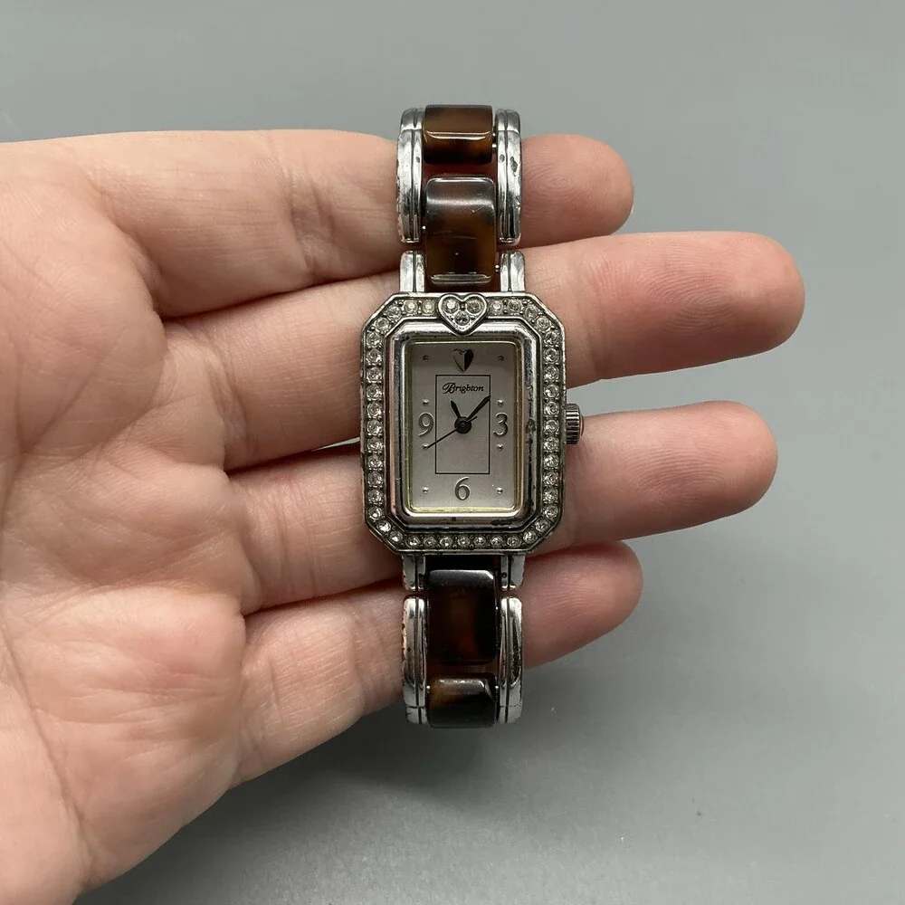 Brighton Encino Womens Watch 23mm Silver Tone Resin Bracelet New Battery 6.75